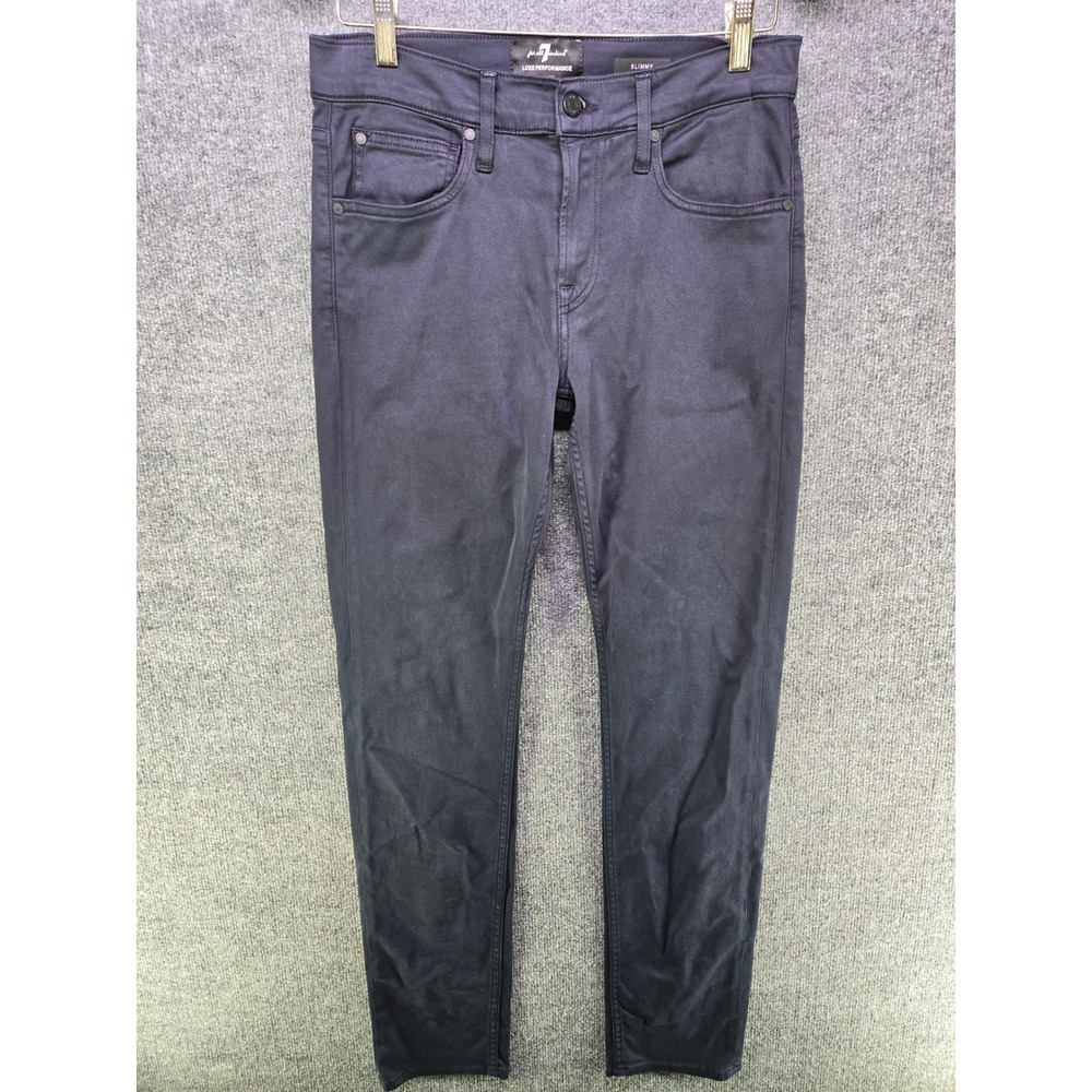 7 For All Mankind Luxe Performance Plus Slimmy Jeans Navy Blue Mens 30